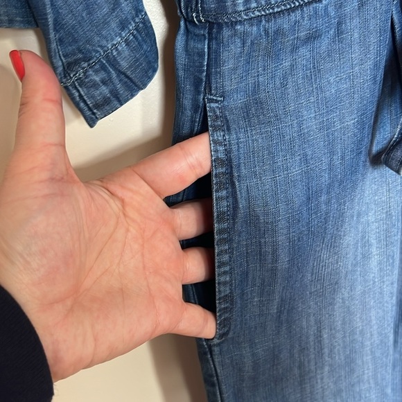 Bella Dahl Casual Boho Light Blue Chambray V-Neck Tie Waist Jumpsuit - Size S - Picture 6 of 10